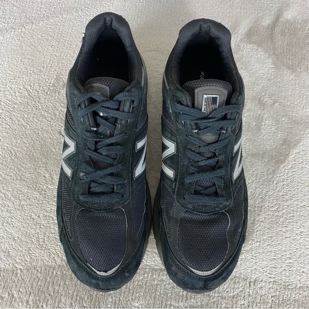 New Balance 990v5 Shoes Mens Size 14 Black Suede Made In USA Sneakers M990BK5 - Picture 8 of 10